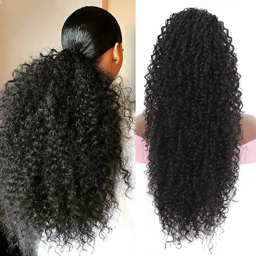 27" Curly Heat-Resistant Synthetic Ponytail Extension For Women